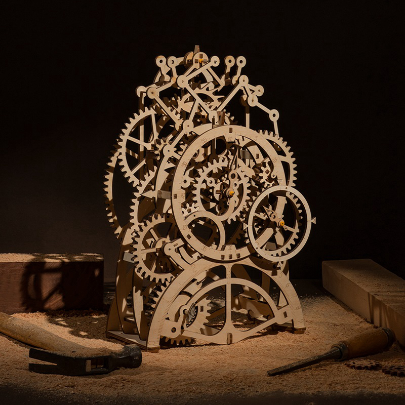 ROKR LK501 Hareketli Sarkaçlı Saat Pendulum Clock DIY Minyatür Maket ModelSet Ahşap 3D Wooden Puzzle 3D Model Kit Detaylı Dekoratif Hobi Seti Ahşap Maket