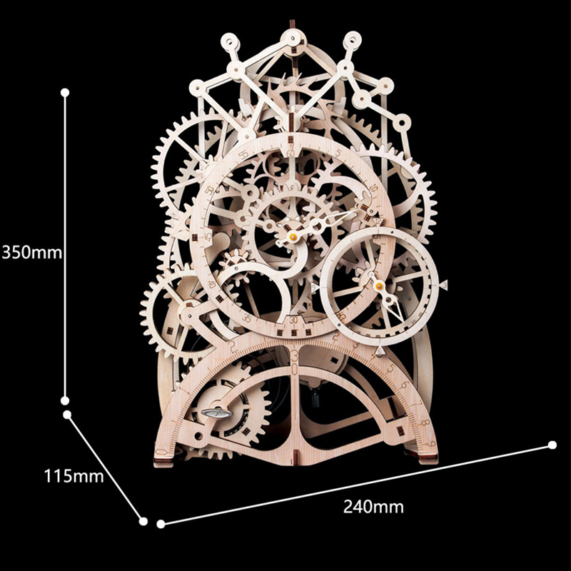 ROKR LK501 Hareketli Sarkaçlı Saat Pendulum Clock DIY Minyatür Maket ModelSet Ahşap 3D Wooden Puzzle 3D Model Kit Detaylı Dekoratif Hobi Seti Ahşap Maket