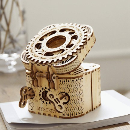 ROKR LK502 Hareketli Hazine Kutusu Treasure Box DIY Minyatür Maket Model Seti Ahşap 3D Wooden Puzzle 3D Model Kit Detaylı Dekoratif Hobi Seti Ahşap Maket - Thumbnail