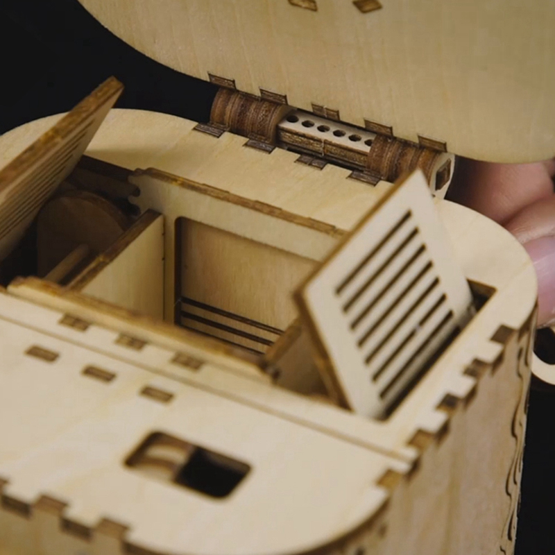 ROKR LK502 Hareketli Hazine Kutusu Treasure Box DIY Minyatür Maket Model Seti Ahşap 3D Wooden Puzzle 3D Model Kit Detaylı Dekoratif Hobi Seti Ahşap Maket