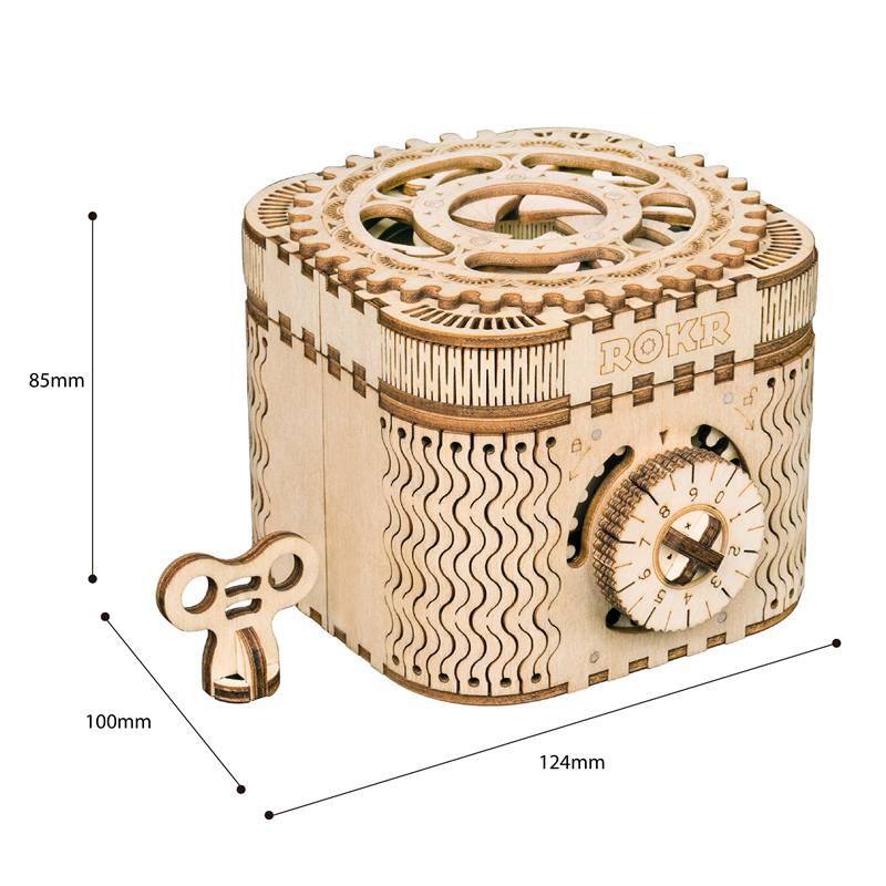 ROKR LK502 Hareketli Hazine Kutusu Treasure Box DIY Minyatür Maket Model Seti Ahşap 3D Wooden Puzzle 3D Model Kit Detaylı Dekoratif Hobi Seti Ahşap Maket