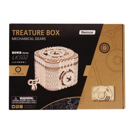 ROKR LK502 Hareketli Hazine Kutusu Treasure Box DIY Minyatür Maket Model Seti Ahşap 3D Wooden Puzzle 3D Model Kit Detaylı Dekoratif Hobi Seti Ahşap Maket - Thumbnail