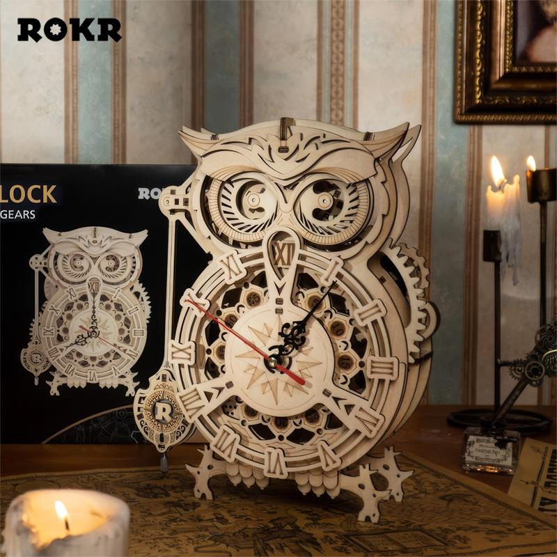 ROKR LK503 Owl Clock Mechanical 3D Wooden Puzzle