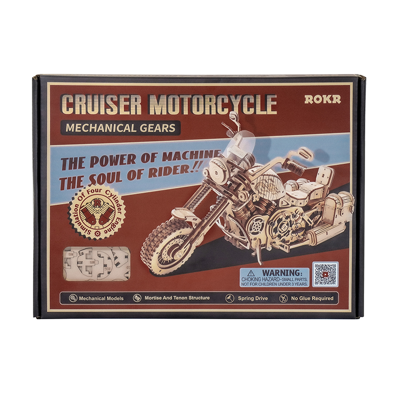 ROKR LK504 Motosiklet (Cruiser Motorcycle) DIY Minyatür Maket Model Seti Ahşap 3D Wooden Puzzle 3D Model Kit Detaylı Dekoratif Hobi Seti Ahşap Maket