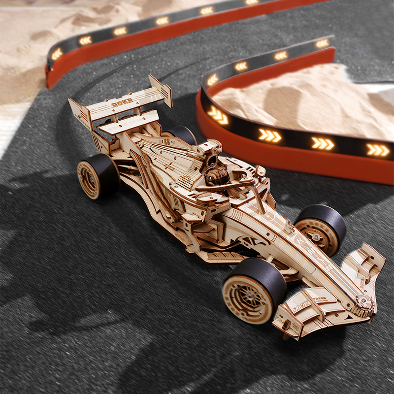 ROKR LK505 Formula Yarış Arabası (F1 Racing Car) DIY Minyatür Maket ModelSeti Ahşap 3D Wooden Puzzle 3D Model Kit Detaylı Dekoratif Hobi Seti Ahşap Maket