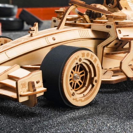 ROKR LK505 Formula Yarış Arabası (F1 Racing Car) DIY Minyatür Maket ModelSeti Ahşap 3D Wooden Puzzle 3D Model Kit Detaylı Dekoratif Hobi Seti Ahşap Maket - Thumbnail