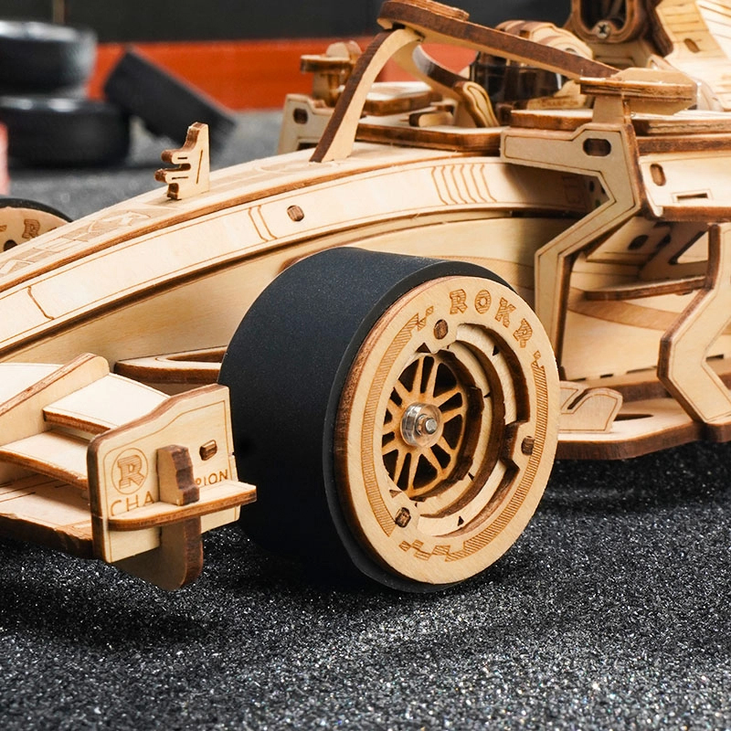 ROKR LK505 Formula Yarış Arabası (F1 Racing Car) DIY Minyatür Maket ModelSeti Ahşap 3D Wooden Puzzle 3D Model Kit Detaylı Dekoratif Hobi Seti Ahşap Maket