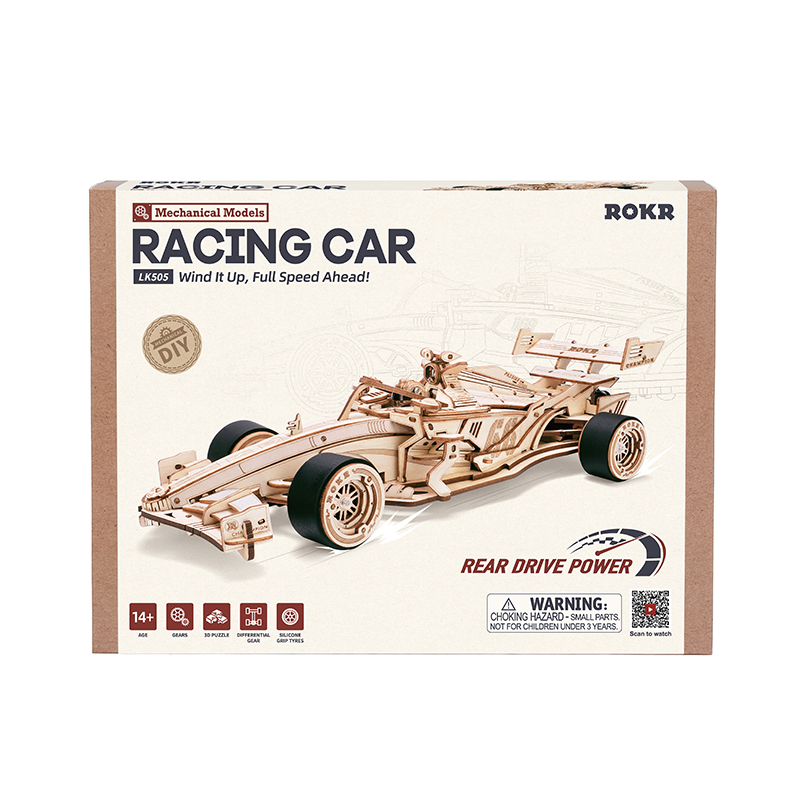 ROKR LK505 Formula Yarış Arabası (F1 Racing Car) DIY Minyatür Maket ModelSeti Ahşap 3D Wooden Puzzle 3D Model Kit Detaylı Dekoratif Hobi Seti Ahşap Maket