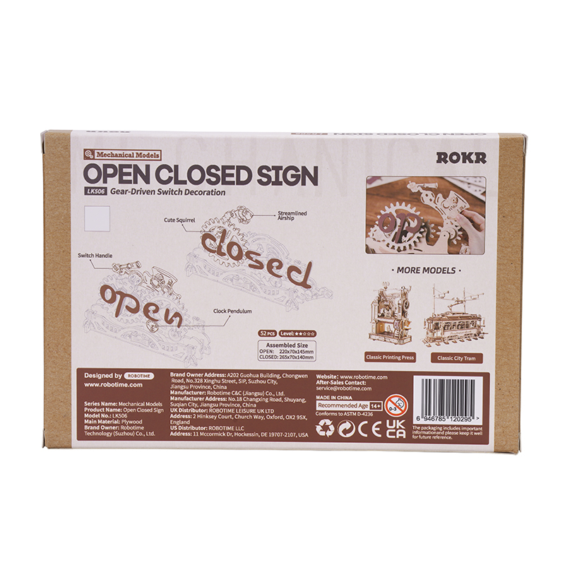 ROKR LK506 Open Closed Sign 3D Wooden Puzzle