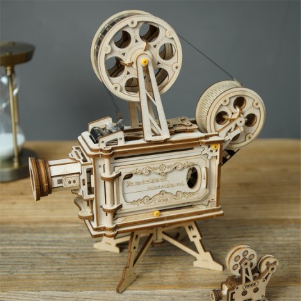 ROKR LK601 Hareketli Film Kamerası (Vitascope) DIY Minyatür Maket Model Seti Ahşap 3D Wooden Puzzle 3D Model Kit Detaylı Dekoratif Hobi Seti Ahşap Maket - Thumbnail