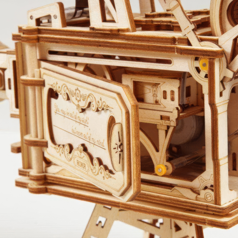 ROKR LK601 Hareketli Film Kamerası (Vitascope) DIY Minyatür Maket Model Seti Ahşap 3D Wooden Puzzle 3D Model Kit Detaylı Dekoratif Hobi Seti Ahşap Maket 