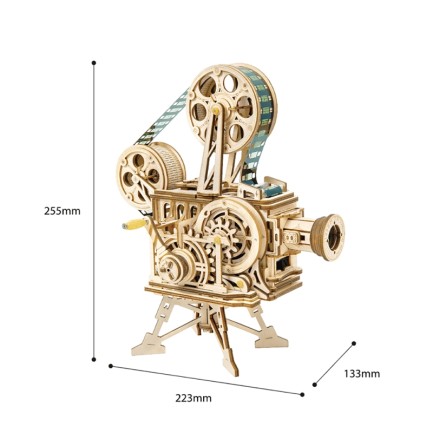 ROKR LK601 Hareketli Film Kamerası (Vitascope) DIY Minyatür Maket Model Seti Ahşap 3D Wooden Puzzle 3D Model Kit Detaylı Dekoratif Hobi Seti Ahşap Maket - Thumbnail
