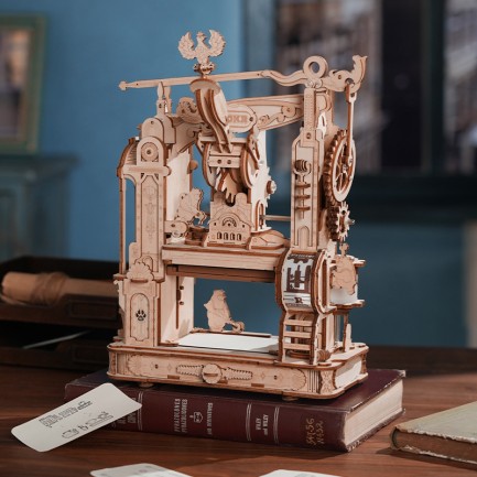 ROKR LK602 Baskı Makinesi Classic Printing Press DIY Minyatür Maket Model Set Ahşap 3D Wooden Puzzle 3D Model Kit Detaylı Dekoratif Hobi Seti Ahşap Maket - Thumbnail