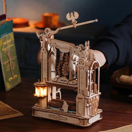 ROKR LK602 Baskı Makinesi Classic Printing Press DIY Minyatür Maket Model Set Ahşap 3D Wooden Puzzle 3D Model Kit Detaylı Dekoratif Hobi Seti Ahşap Maket - Thumbnail