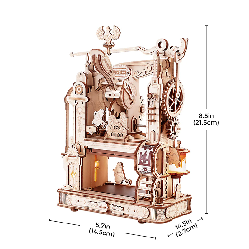 ROKR LK602 Baskı Makinesi Classic Printing Press DIY Minyatür Maket Model Set Ahşap 3D Wooden Puzzle 3D Model Kit Detaylı Dekoratif Hobi Seti Ahşap Maket