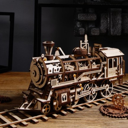 ROKR LK701 Lokomotif Tren (Locomotive) DIY Minyatür Maket Model Seti Ahşap 3D Wooden Puzzle 3D Model Kit Detaylı Dekoratif Hobi Seti Ahşap Maket - Thumbnail