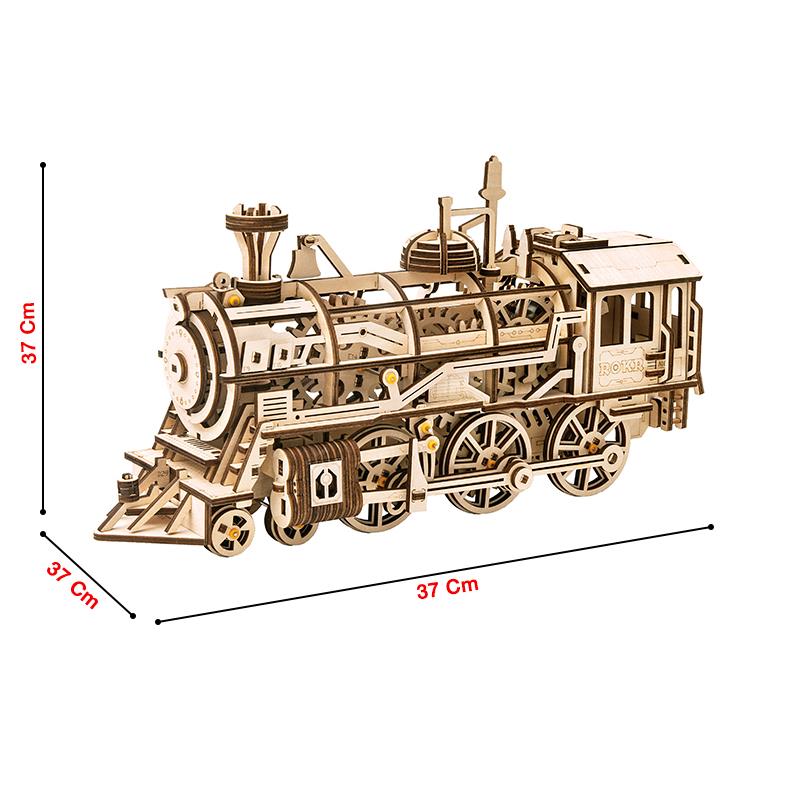 ROKR LK701 Lokomotif Tren (Locomotive) DIY Minyatür Maket Model Seti Ahşap 3D Wooden Puzzle 3D Model Kit Detaylı Dekoratif Hobi Seti Ahşap Maket