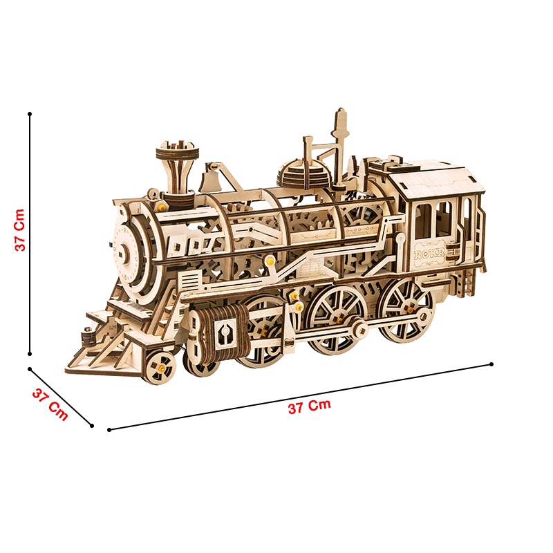 ROKR LK701 Lokomotif Tren (Locomotive) DIY Minyatür Maket Model Seti Ahşap 3D Wooden Puzzle 3D Model Kit Detaylı Dekoratif Hobi Seti Ahşap Maket