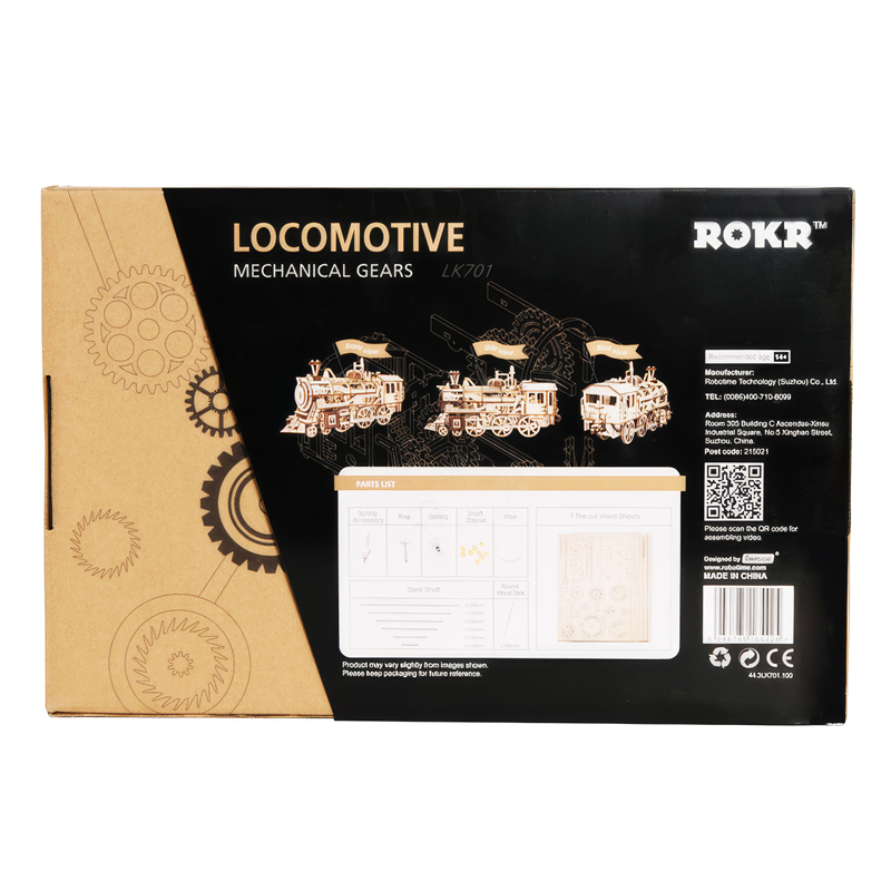 ROKR LK701 Lokomotif Tren (Locomotive) DIY Minyatür Maket Model Seti Ahşap 3D Wooden Puzzle 3D Model Kit Detaylı Dekoratif Hobi Seti Ahşap Maket