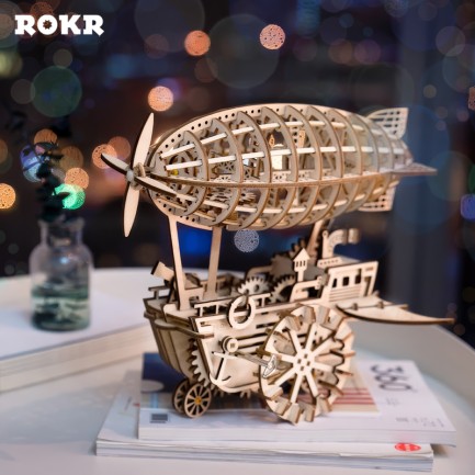 ROKR LK702 Zeplin (Airship) DIY Minyatür Maket Model Seti Ahşap 3D Wooden Puzzle 3D Model Kit Detaylı Dekoratif Hobi Seti Ahşap Maket - Thumbnail