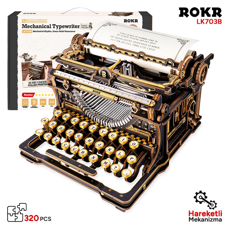ROKR LK703B Mechanical Typewriter (Classic version) 3D Wooden Puzzle