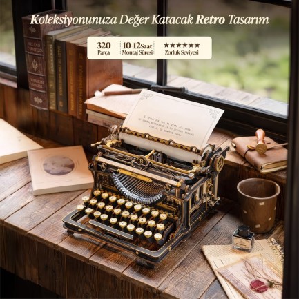 ROKR LK703B Mechanical Typewriter (Classic version) 3D Wooden Puzzle - Thumbnail