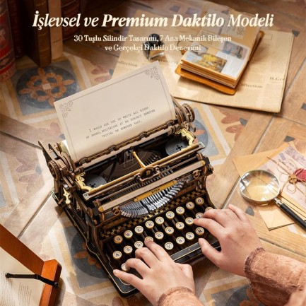 ROKR LK703B Mechanical Typewriter (Classic version) 3D Wooden Puzzle - Thumbnail