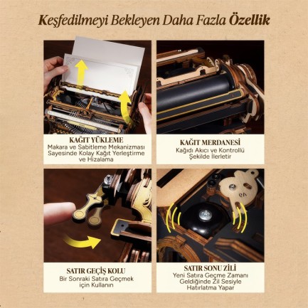 ROKR LK703B Mechanical Typewriter (Classic version) 3D Wooden Puzzle - Thumbnail
