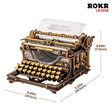 ROKR LK703B Mechanical Typewriter (Classic version) 3D Wooden Puzzle - Thumbnail