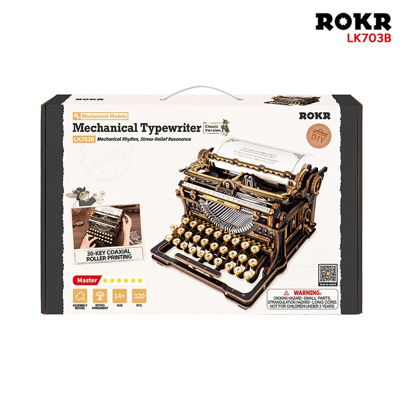 ROKR LK703B Mechanical Typewriter (Classic version) 3D Wooden Puzzle