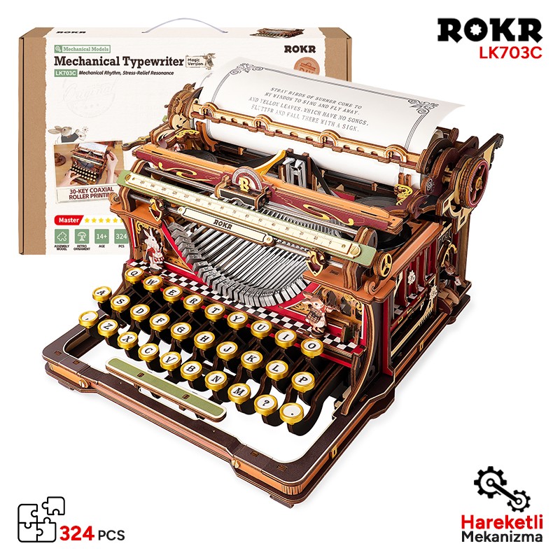 ROKR LK703C Mechanical Typewriter (Magic version) 3D Wooden Puzzle