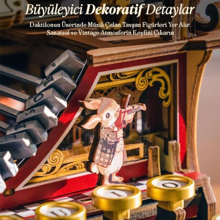 ROKR LK703C Mechanical Typewriter (Magic version) 3D Wooden Puzzle - Thumbnail