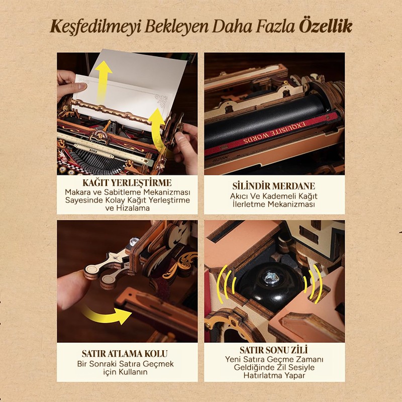 ROKR LK703C Mechanical Typewriter (Magic version) 3D Wooden Puzzle