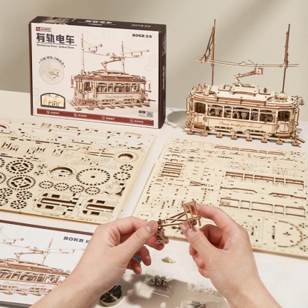 ROKR LK801 Classic City Tramcar 3D Wooden Puzzle - Thumbnail