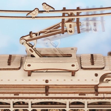 ROKR LK801 Klasik Tramvay (Classic City Tramcar) DIY Minyatür Maket ModelSeti Ahşap 3D Wooden Puzzle 3D Model Kit Detaylı Dekoratif Hobi Seti Ahşap Maket - Thumbnail