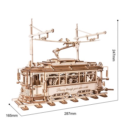 ROKR LK801 Klasik Tramvay (Classic City Tramcar) DIY Minyatür Maket ModelSeti Ahşap 3D Wooden Puzzle 3D Model Kit Detaylı Dekoratif Hobi Seti Ahşap Maket - Thumbnail