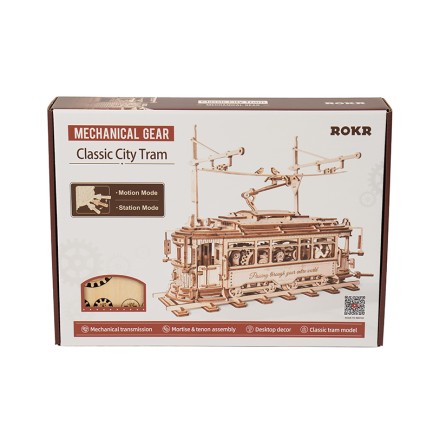 ROKR LK801 Klasik Tramvay (Classic City Tramcar) DIY Minyatür Maket ModelSeti Ahşap 3D Wooden Puzzle 3D Model Kit Detaylı Dekoratif Hobi Seti Ahşap Maket - Thumbnail
