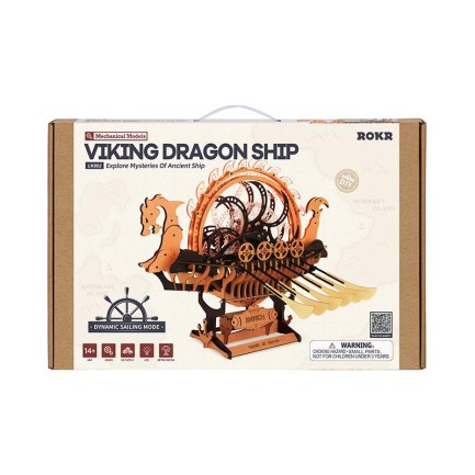 ROKR LK802 Viking Dragon Ship Mechanical 3D Wooden Puzzle - Thumbnail