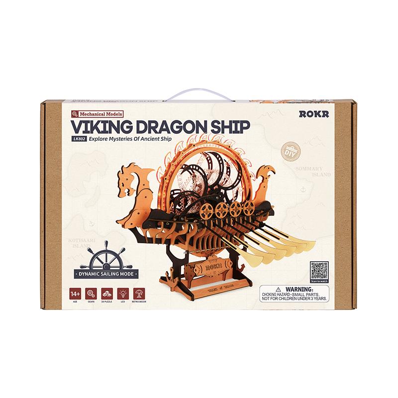 ROKR LK802 Viking Dragon Ship Mechanical 3D Wooden Puzzle