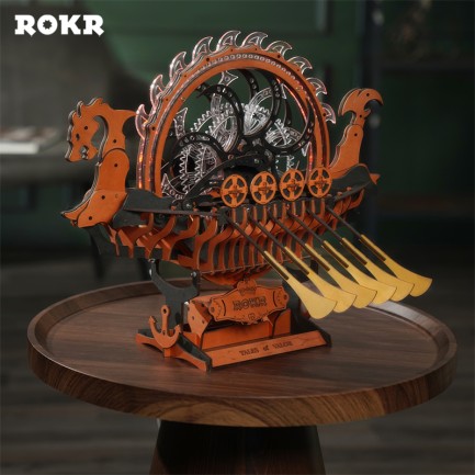ROKR LK802 Viking Gemisi (Viking Dragon Ship) DIY Minyatür Maket Model Seti Ahşap 3D Wooden Puzzle 3D Model Kit Detaylı Dekoratif Hobi Seti Ahşap Maket - Thumbnail