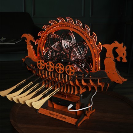 ROKR LK802 Viking Gemisi (Viking Dragon Ship) DIY Minyatür Maket Model Seti Ahşap 3D Wooden Puzzle 3D Model Kit Detaylı Dekoratif Hobi Seti Ahşap Maket - Thumbnail