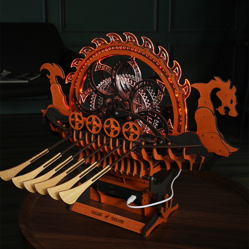 ROKR LK802 Viking Gemisi (Viking Dragon Ship) DIY Minyatür Maket Model Seti Ahşap 3D Wooden Puzzle 3D Model Kit Detaylı Dekoratif Hobi Seti Ahşap Maket