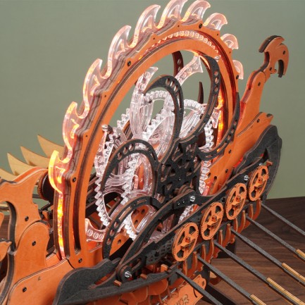 ROKR LK802 Viking Gemisi (Viking Dragon Ship) DIY Minyatür Maket Model Seti Ahşap 3D Wooden Puzzle 3D Model Kit Detaylı Dekoratif Hobi Seti Ahşap Maket - Thumbnail