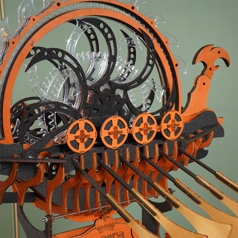 ROKR LK802 Viking Gemisi (Viking Dragon Ship) DIY Minyatür Maket Model Seti Ahşap 3D Wooden Puzzle 3D Model Kit Detaylı Dekoratif Hobi Seti Ahşap Maket