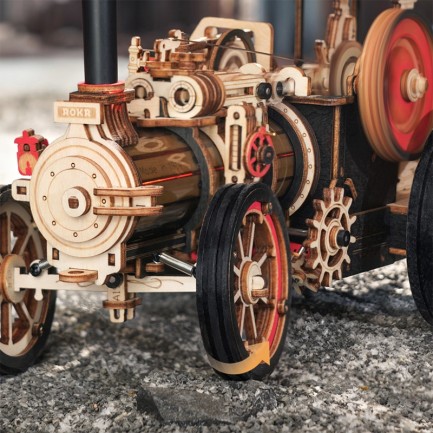 ROKR LKA01 Buhar Motorlu Araba (Steam Engine) DIY Minyatür Maket Model Seti Ahşap 3D Wooden Puzzle 3D Model Kit Detaylı Dekoratif Hobi Seti Ahşap Maket - Thumbnail