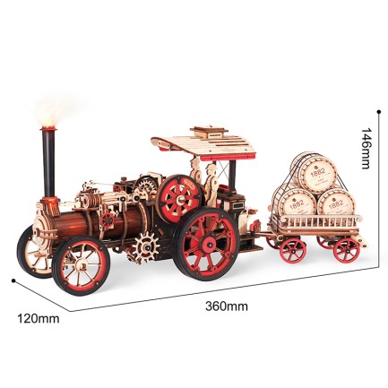 ROKR LKA01 Buhar Motorlu Araba (Steam Engine) DIY Minyatür Maket Model Seti Ahşap 3D Wooden Puzzle 3D Model Kit Detaylı Dekoratif Hobi Seti Ahşap Maket - Thumbnail