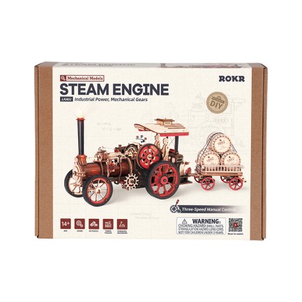 ROKR LKA01 Buhar Motorlu Araba (Steam Engine) DIY Minyatür Maket Model Seti Ahşap 3D Wooden Puzzle 3D Model Kit Detaylı Dekoratif Hobi Seti Ahşap Maket - Thumbnail