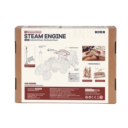 ROKR LKA01 Buhar Motorlu Araba (Steam Engine) DIY Minyatür Maket Model Seti Ahşap 3D Wooden Puzzle 3D Model Kit Detaylı Dekoratif Hobi Seti Ahşap Maket - Thumbnail