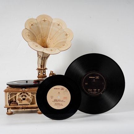 ROKR LKB01D Hareketli Gramofon Classical Gramophone DIY Minyatür Model Seti Ahşap 3D Wooden Puzzle 3D Model Kit Detaylı Dekoratif Hobi Seti Ahşap Maket - Thumbnail