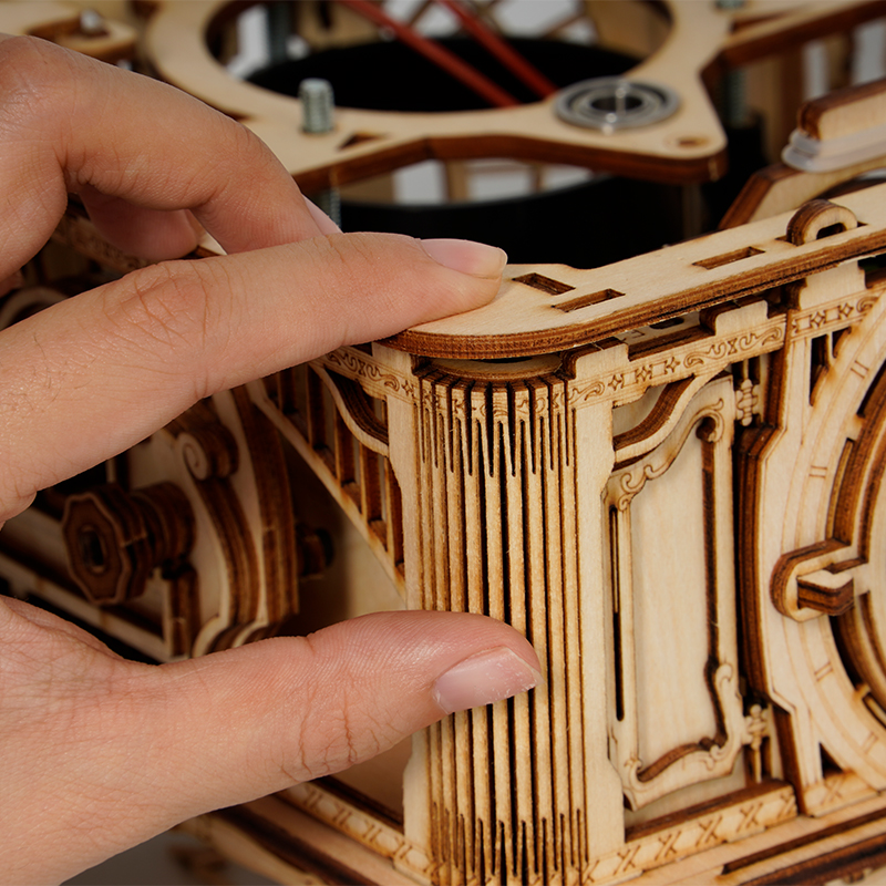 ROKR LKB01D Hareketli Gramofon Classical Gramophone DIY Minyatür Model Seti Ahşap 3D Wooden Puzzle 3D Model Kit Detaylı Dekoratif Hobi Seti Ahşap Maket